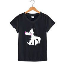 Load image into Gallery viewer, Dog V-neck Women&#39;s  Cotton T-shirt
