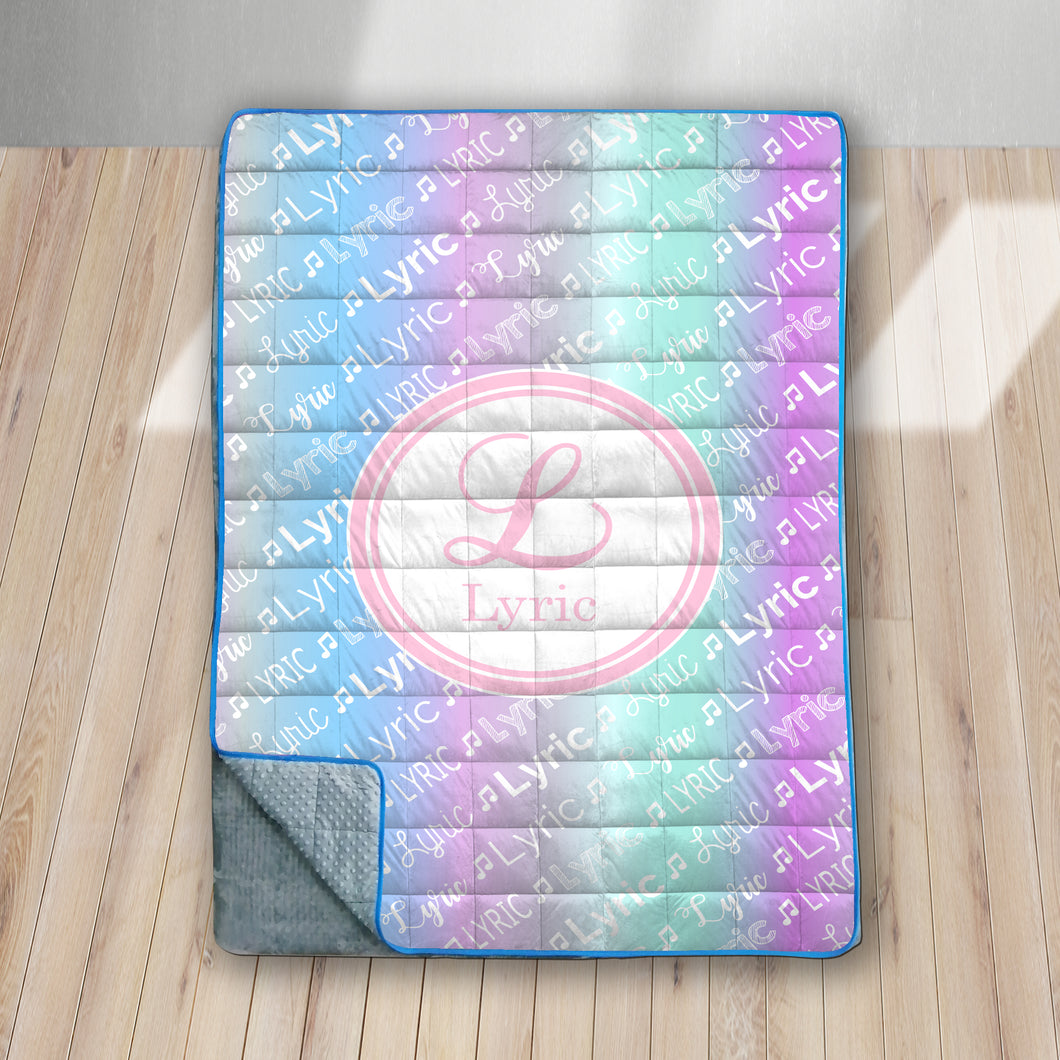 Rainbow Initial Ombre Weighted Blanket