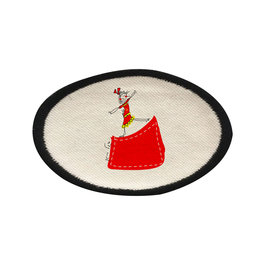 Red Pocket Girl Patches Oval