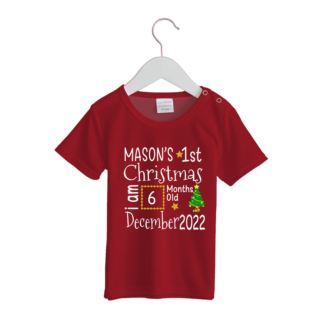 1st Christmas Baby T-shirt With Snaps