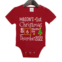 Load image into Gallery viewer, 1st Christmas Baby Body Romper, Short Sleeves. Envelop Neck
