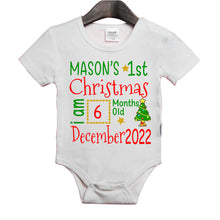 Load image into Gallery viewer, 1st Christmas Baby Body Romper, Short Sleeves. Envelop Neck
